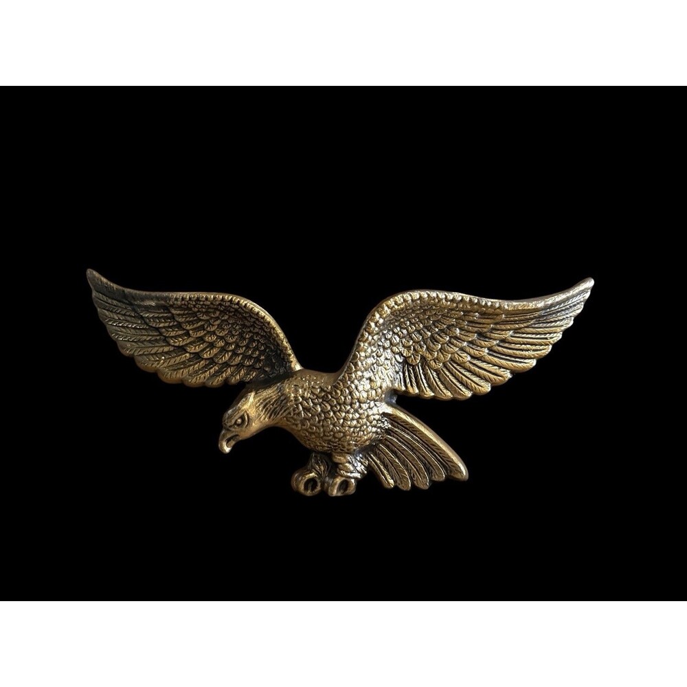 Vtg MCM Cast Metal Brass Eagle Wall Hanging Americana Art Patriotic Federal 13”